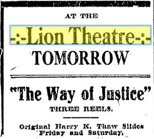 Lion Theatre - Oct 1913